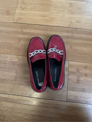 Marc Fisher Red Patent Chain Loafers thumbnail 2