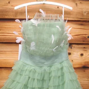 MAC DUGGAL 20530 Green Strapless Ruffle Gown with Feathers thumbnail 9
