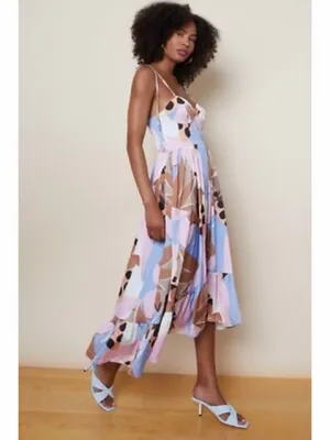 Anthropologie Hutch Arielle Maxi Dress in Peri Floral Geo Pastel Womens Size‎ 6 thumbnail 2