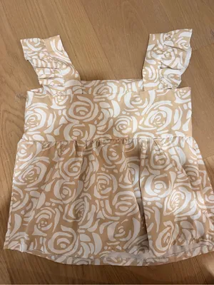 Cream & White Rose Print Square Neck Tank Top thumbnail 2
