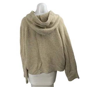 Abercrombie & Fitch Beige Waffle Knit Hoodie Hooded Thermal Sweater Top Size M thumbnail 4