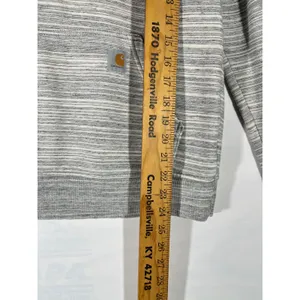 Carhartt Women Striped Quarter Zip‎ Hooded Sweatshirt Relaxed Fit Cozy Gray Sz S thumbnail 3