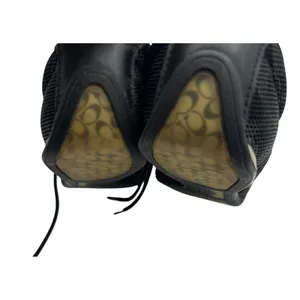 Coach Size 6 Black Monogram Sneakers Mesh Leather Trim Lace-Up Casual Shoes thumbnail 10