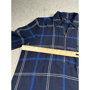 Abercrombie & Fitch Medium Womens Blue Plaid Shirt Dress‎ Long Sleeve Zip Collar thumbnail 10