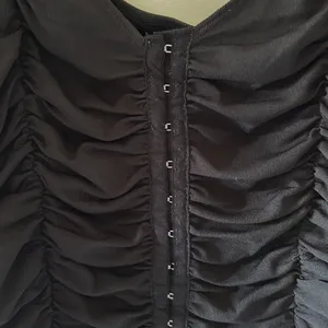 Black ruched Crop Blouse Size L thumbnail 2