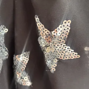 Buddy Love Black Silver Sequin Star Long Sleeve Wrap Bodysuit Womens Medium thumbnail 7