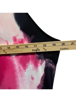 DKNY Womens Sleeveless High-Neck Top Pink & Black Abstract Print Size M thumbnail 5
