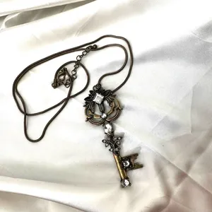 Long rhinestone key pendant necklace thumbnail 4