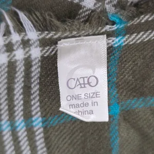 Cato Green Plaid Tartan Long Wrap‎ Hijab Fringe Dupatta Shawl Scarves Scarf thumbnail 6