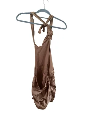 Women's CIDER Brown Halter Mini Dress M thumbnail 3
