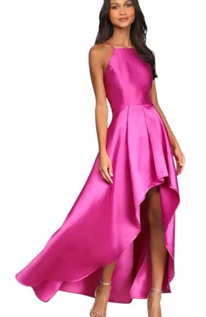 Lulus Magenta High Low Formal Dress Size XS NWT Wedding Guest Dress thumbnail 1
