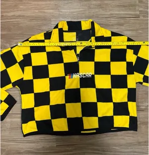 NASCAR Checkered Quarter Zip Fleece Sweatshirt Cropped Y2K Streetwear thumbnail 5