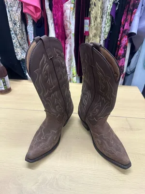 Laredos Women’s Brown Leather Lea Vamp Fox Western Boots Size 7W EUC thumbnail 6