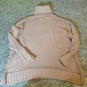 Aerie Cozy Knit Turtleneck Sweater‎ Dusty Rose Oversized Soft M thumbnail 7