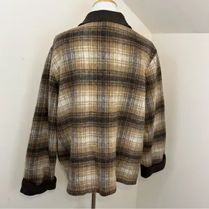 Norton McNaughton Vintage Brown Plaid Shacket Wool Blend XL thumbnail 3
