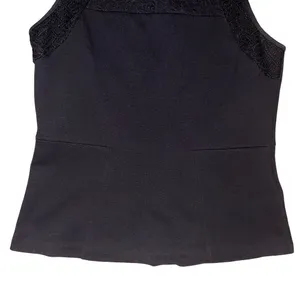 J.Crew Black Knit Peplum Crochet Detail Tank thumbnail 4