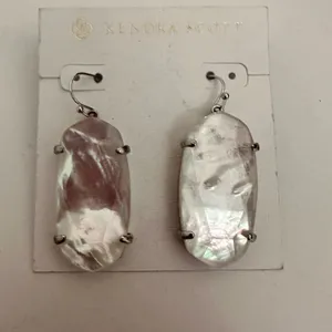 Kendra Scott Esme Ivory Mother of Pearl Dangly Earrings Silver Frame NEW thumbnail 5