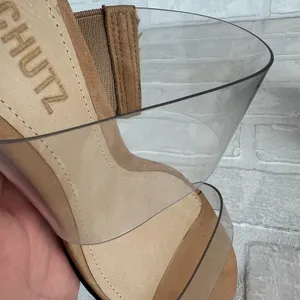 SCHUTZ Heels Victorie Womens 7.5 Nude Transparent 2‎ Strap Block Heel Sandals B thumbnail 10