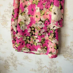 Vintage Y2K Jaclyn Smith pink cream green floral print chiffon layered skirt NWT thumbnail 2