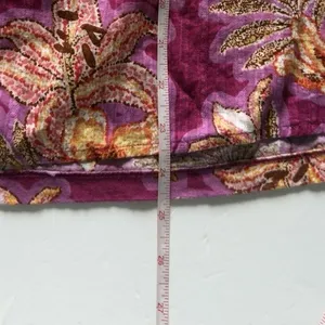 Women's Purple Magenta Floral Paisley Blouse Size L V-Neck Short Sleeve Boho Top thumbnail 7