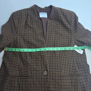 Old Navy NWT Pixie Blazer Womens Brown Houndstooth Collarless‎ Jacket Large thumbnail 9