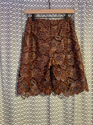 By Anthropologie | Floral Faux Leather Shorts, size US2 thumbnail 6