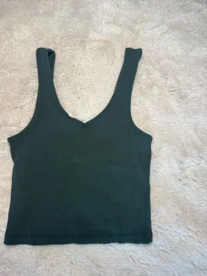 Cotton On Dark Green Ribbed Cropped Tank thumbnail 2