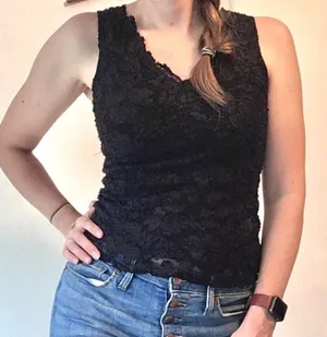 Vintage 90s Lace Tight Fit Tank Y2K early 2000s thumbnail 1