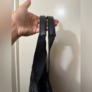 Victoria's Secret Black Quilted Velvet Tote‎ Bag thumbnail 4