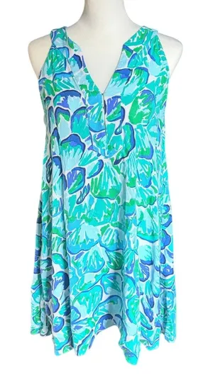 Lilly Pulitzer Achelle Swing Dress Agate Green Lazy River pattern women's small thumbnail 1