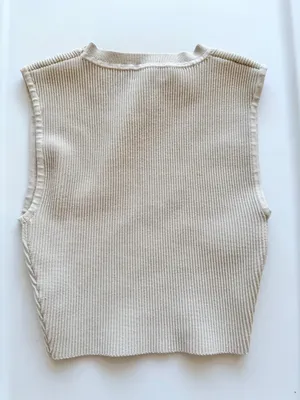 Aritzia Babaton Sculpt Knit Tank Cream Ivory Ribbed Sleeveless Size XS thumbnail 4