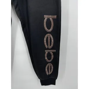 Bebe Womens Black Jogger Sweatpants Fleece Activewear Pants Rhinestones NEW 1X thumbnail 3