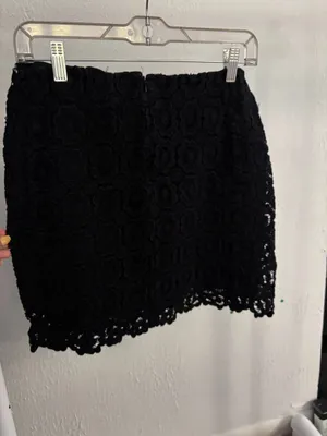 Joe Fresh Black Floral Lace Pencil Skirt thumbnail 2