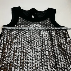 Victoria's Secret Womens Size Large Black Silver‎ Sequined Sheer Sleeveless Top thumbnail 7