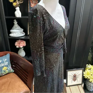 Kay Unger Leopard Print Multi Colored Dress Size 6 thumbnail 4