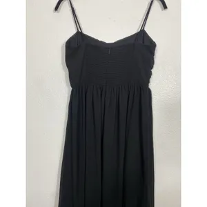 Aritzia Black Chiffon Midi Fit & Flare Dress Ruched Sweetheart Straps Size 8 thumbnail 10