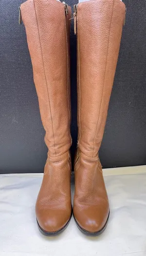 Franco Sarto Womens Brown Pebbled Leather Heeled Boots Size 8M SKU 6723 thumbnail 1