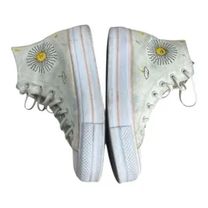 Converse Chuck Taylor All Star Lift High White Sun & Cloud Embroidered Shoes 9 thumbnail 5