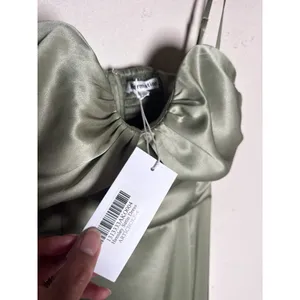 Reformation Hensley Satin Dress 4 Artichoke Green Midi NWT thumbnail 5