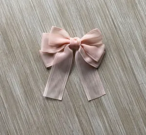 Light pink Clip on hair Bow thumbnail 1