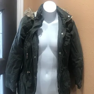 Marezzi couture olive green hooded jacket Size M thumbnail 1