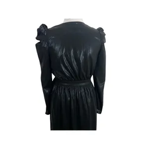 Lulus Dream Big Metallic Puff Long Sleeve Midi Dress in Black Size S thumbnail 12