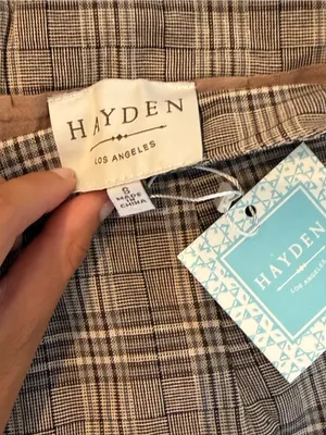 Plaid High-Rise Bermuda Shorts in Black and Tan thumbnail 3