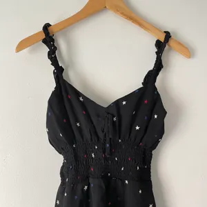 Black Elyse Patriotic Color Star Ruffle Strap Fit & Flare Mini Dress thumbnail 5