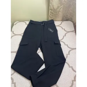 Express Super High Rise Cargo Trousers Black Belted Tapered Ankle Pants Size 4 thumbnail 16