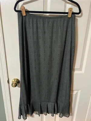 Loft Fairycore Whimsy Green Paisley Maxi Skirt Size Medium thumbnail 2