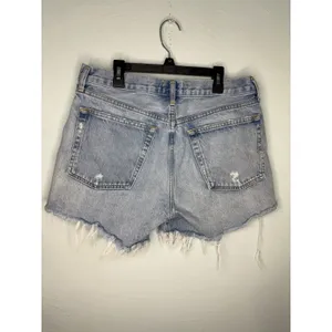 AGOLDE Distressed Frayed Hem Denim Shorts Jorts Women's Size 29 Button Fly Raw thumbnail 2