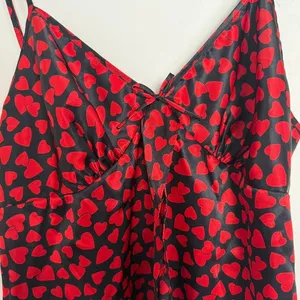 Avon Intimates VTG Red and Black Heart Pattern Camisole Tank Large thumbnail 2