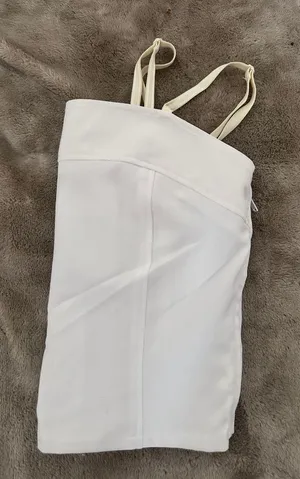 White camisole spaghetti strap top with butter yellow straps thumbnail 2