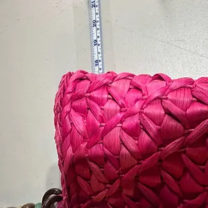 Barney’s New York NWT Pink Straw‎ Beaded Handle Tote Bag thumbnail 8